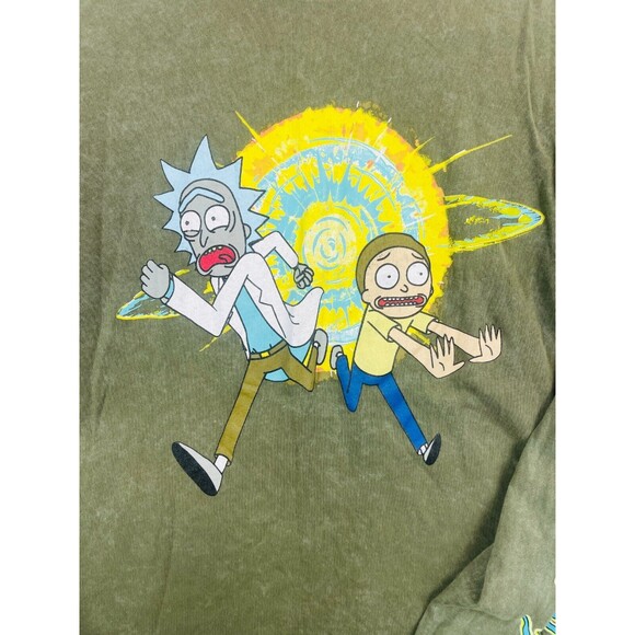 Rick And Morty (Adult Swim) Graphic Green Men's Long Sleeve Tee Size XL - Picture 3 of 6